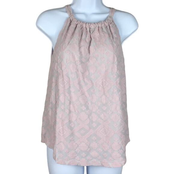 Market & Spruce Aleana Top Tie Jacquard Halter Sleeveless Blouse Women's XS - Picture 1 of 8
